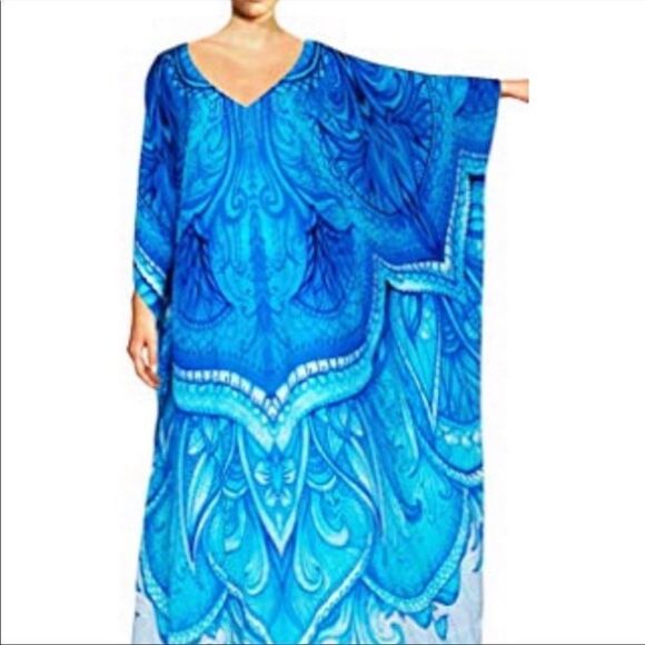 NEW Aqua Print Kaftan Beach Dress - Picture 4 of 6